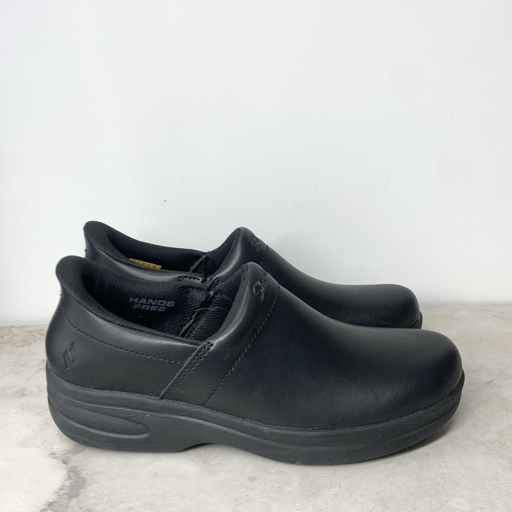 Skechers Ardaya Clogs Women Size 8.5 Shoes Work Slip Ins Resistant Black Leather